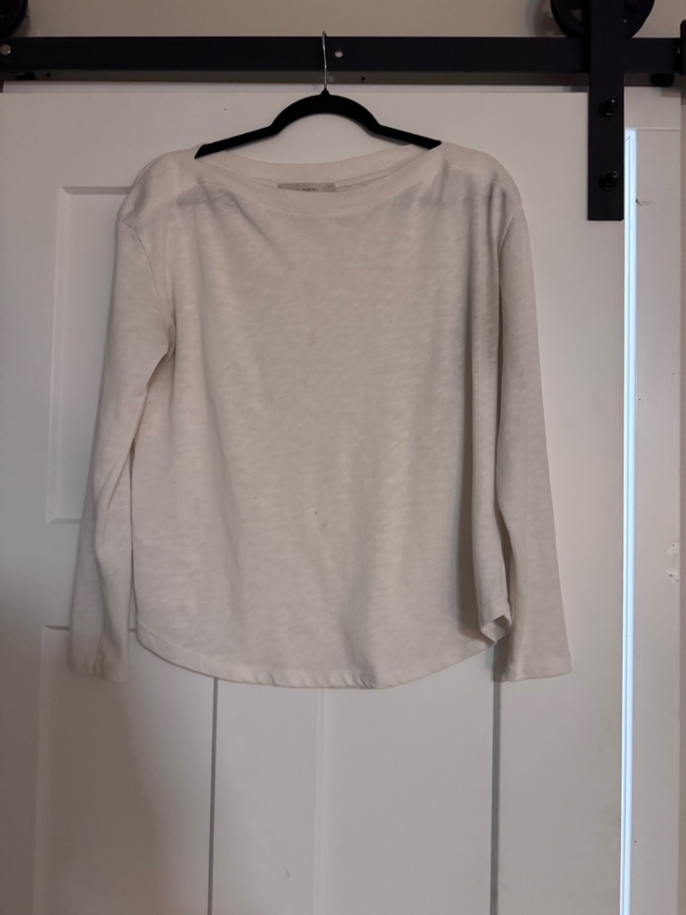 Loft Women's Long-Sleeve Boatneck Top in Off-White